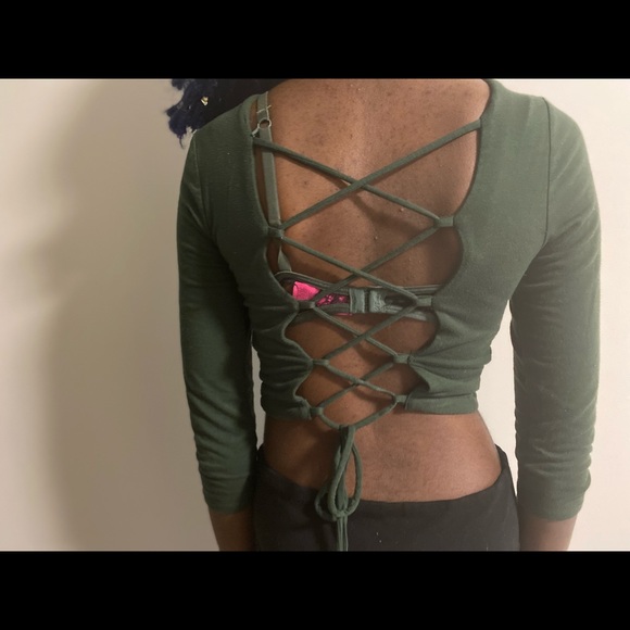Green Crop Top - Picture 2 of 2